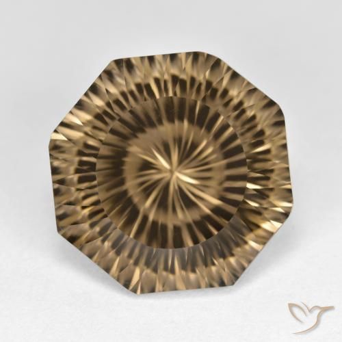 Quartzo Fumê Corte Octógono Côncava 11,59 ct, 15,3 x 15,2 mm Do Brasil, Photo A