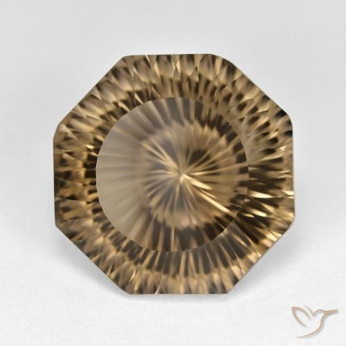Quartzo Fumê Café Marrom Claro Natural 11.59ct, Corte Octógono / Esmeralda, VVS