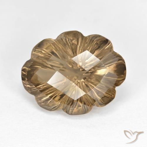 6.82ct Natural Castanho Terroso Claro Quartzo Fumê, Flor cortada, VVS-VS