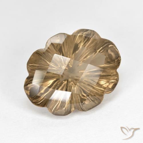 Quartzo Fumê Castanho Terroso Claro Natural 6.82ct, Flor cortada, VVS-VS