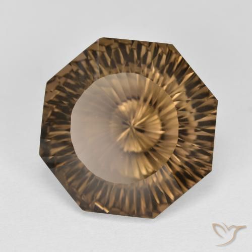 Quartzo Fumê Marrom claro Natural 8.58ct, Corte Octógono / Esmeralda, VVS-VS