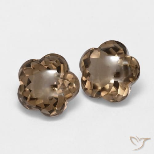 Pedras preciosas de Quartzo Fumê Moca claro natural de 9.94 ct, Flor cortada, Transparente