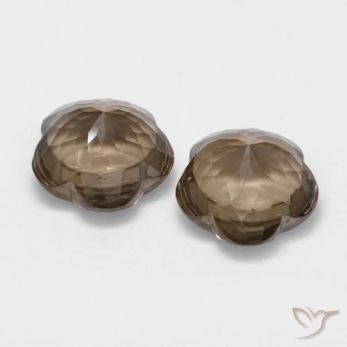 Pedras preciosas de Quartzo Fumê Moca claro natural de 9.94 ct, Flor cortada, Transparente