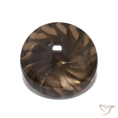 4.86ct Natural Marrom escuro Quartzo Fumê, Redondo, Transparente