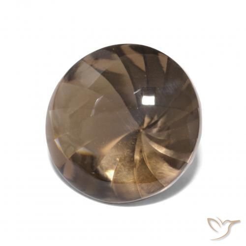 Quartzo Fumê Marrom escuro Natural 4.86ct, Redondo, Transparente