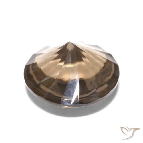 Quartzo Fumê Marrom escuro Natural 4.86ct, Redondo, Transparente