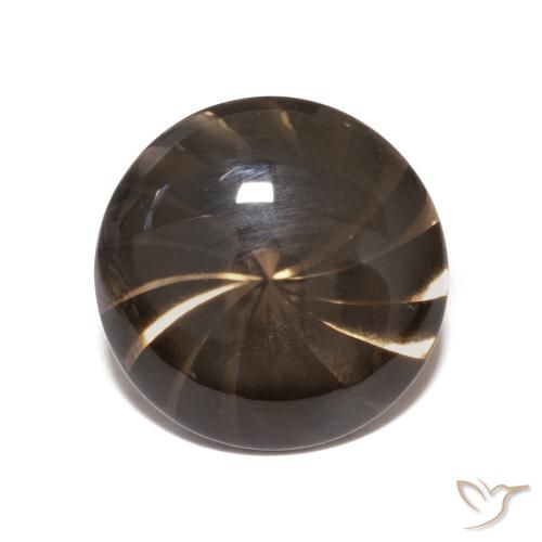 5.04ct Natural Marrom escuro Quartzo Fumê, Redondo, Transparente