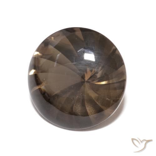 Quartzo Fumê Marrom escuro Natural 5.04ct, Redondo, Transparente