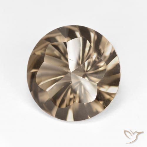Quartzo Fumê Castanho Médio-Claro Natural 5.06ct, Redondo, VVS
