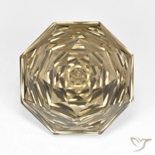12.80ct Natural Castanho amarelo claro Quartzo Fumê, Corte Esmeralda, VVS
