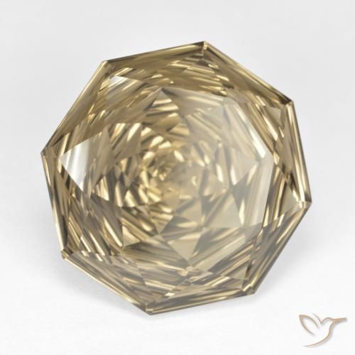 Quartzo Fumê Castanho amarelo claro Natural 12.80ct, Corte Octógono / Esmeralda, VVS