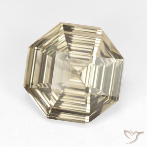 Quartzo Fumê Marrom Pálido Natural 5.82ct, Corte Octógono / Esmeralda, VVS