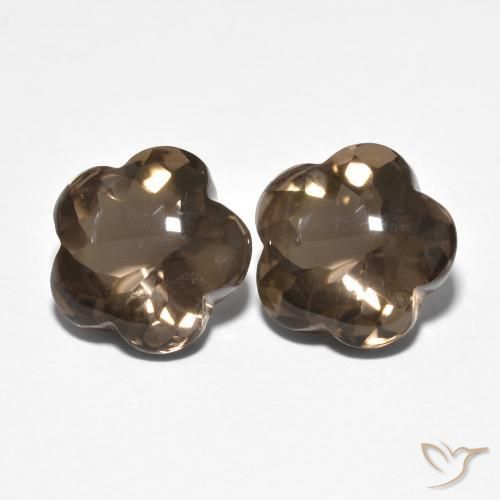 Pedras preciosas de Quartzo Fumê Umber Brown natural de 9.81 ct, Flor cortada, Transparente