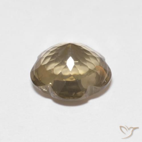 Quartzo Fumê Tortilha Clara Marrom Natural 4.59ct, Flor cortada, Transparente