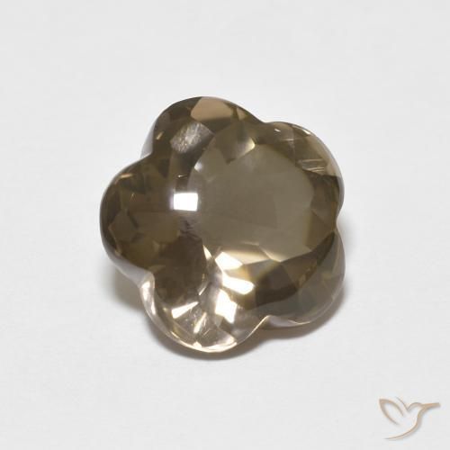 Quartzo Fumê madeira marrom Natural 4.84ct, Flor cortada, Transparente