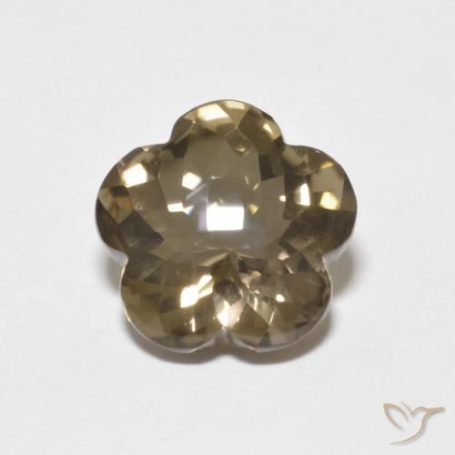 4.38ct Natural Tortilha Clara Marrom Quartzo Fumê, Flor cortada, Transparente