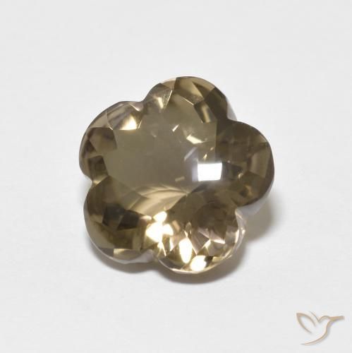Quartzo Fumê Tortilha Clara Marrom Natural 4.38ct, Flor cortada, Transparente