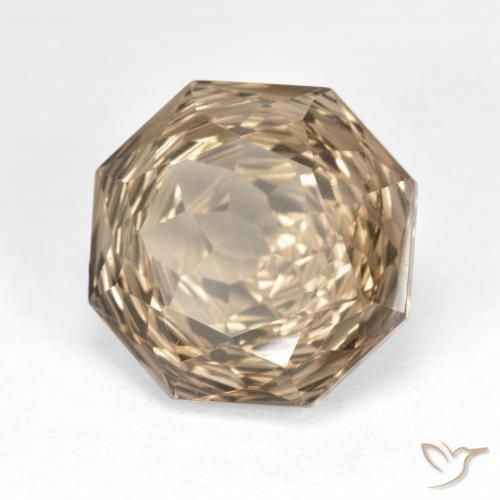 Quartzo Fumê madeira marrom Natural 6.43ct, Corte Octógono / Esmeralda, VVS