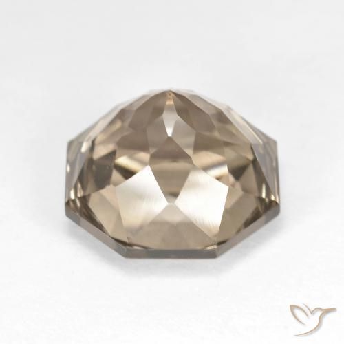 Quartzo Fumê madeira marrom Natural 6.43ct, Corte Octógono / Esmeralda, VVS