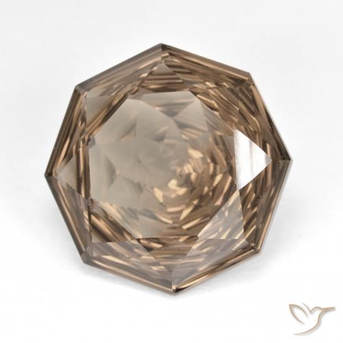 Quartzo Fumê Marrom claro Natural 7.84ct, Corte Octógono / Esmeralda, VVS