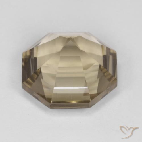 Quartzo Fumê Castanho amarelo claro Natural 6.28ct, Corte Octógono / Esmeralda, VVS