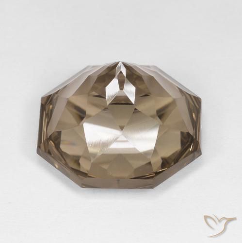 Quartzo Fumê Castanho Médio-Claro Natural 10.67ct, Corte Octógono / Esmeralda, VVS