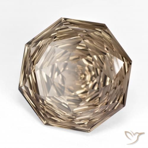 Quartzo Fumê madeira marrom Natural 13.00ct, Corte Octógono / Esmeralda, VVS