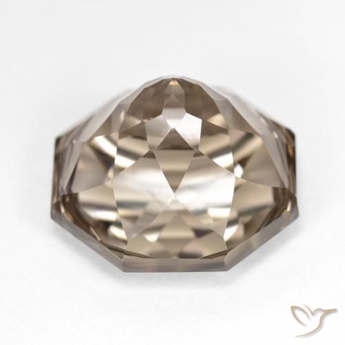 Quartzo Fumê madeira marrom Natural 13.00ct, Corte Octógono / Esmeralda, VVS