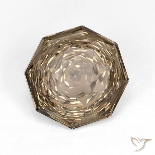 Quartzo Fumê Moca claro Natural 5.74ct, Corte Octógono / Esmeralda, VVS