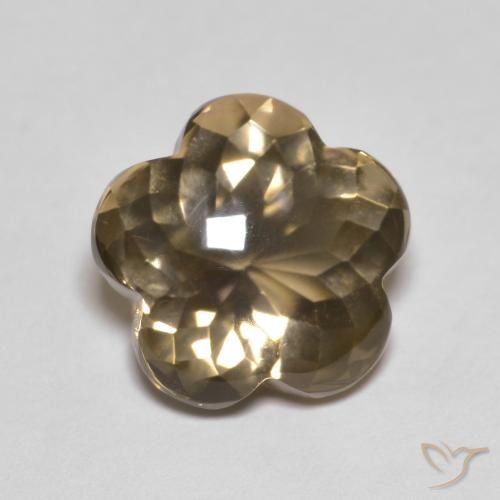 4.55ct Natural Castanho Médio-Claro Quartzo Fumê, Flor cortada, Transparente