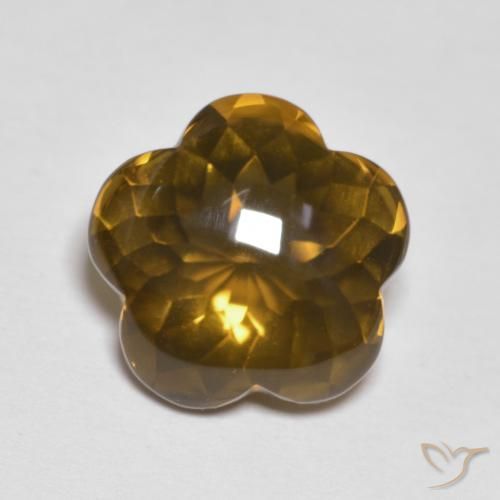 5.15ct Natural Marrom Caramelo Quartzo Fumê, Flor cortada, Transparente