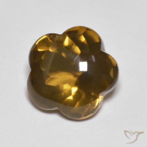 Quartzo Fumê Marrom Caramelo Natural 5.15ct, Flor cortada, Transparente