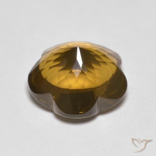Quartzo Fumê Marrom Caramelo Natural 5.15ct, Flor cortada, Transparente