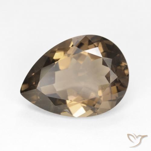 Quartzo Fumê Medium Light-Brown Natural 6.31ct, Formato de pêra, VVS-VS