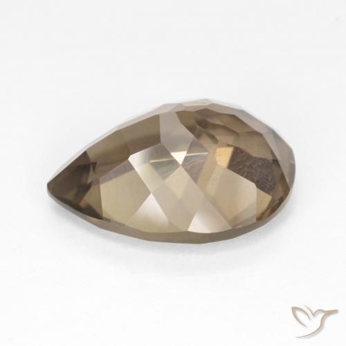 Quartzo Fumê Medium Light-Brown Natural 6.31ct, Formato de pêra, VVS-VS
