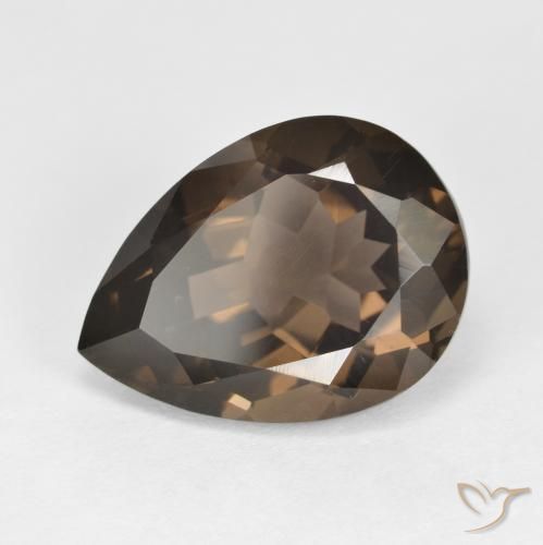 Quartzo Fumê Hickory Brown Natural 6.35ct, Formato de pêra, VVS-VS