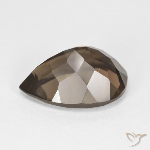 Quartzo Fumê Hickory Brown Natural 6.35ct, Formato de pêra, VVS-VS