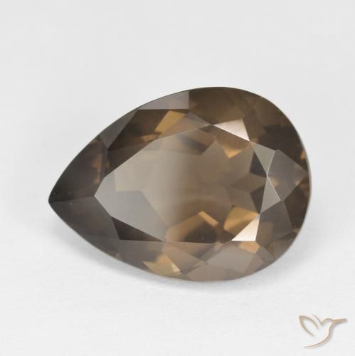 6.45ct Natural Medium Dark-Brown Quartzo Fumê, Formato de pêra, VS