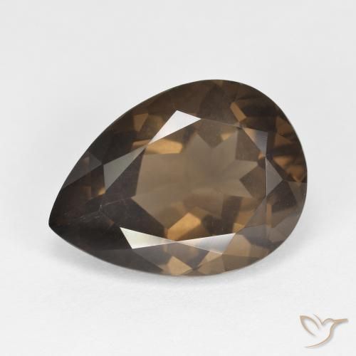 Quartzo Fumê Medium Dark-Brown Natural 6.45ct, Formato de pêra, VS