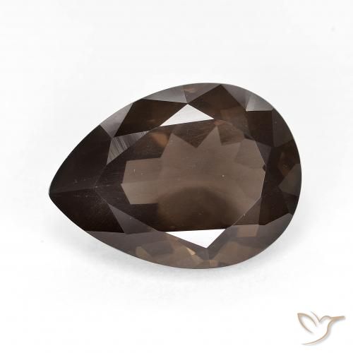 6.40ct Natural Medium Dark-Brown Quartzo Fumê, Formato de pêra, VS