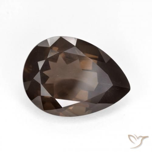 Quartzo Fumê Medium Dark-Brown Natural 6.40ct, Formato de pêra, VS