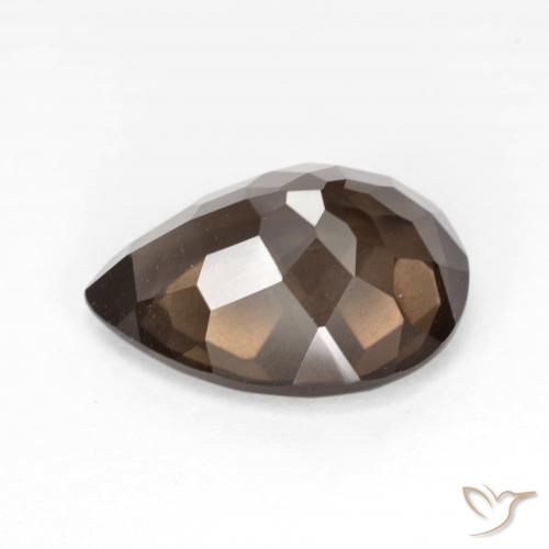 Quartzo Fumê Medium Dark-Brown Natural 6.40ct, Formato de pêra, VS