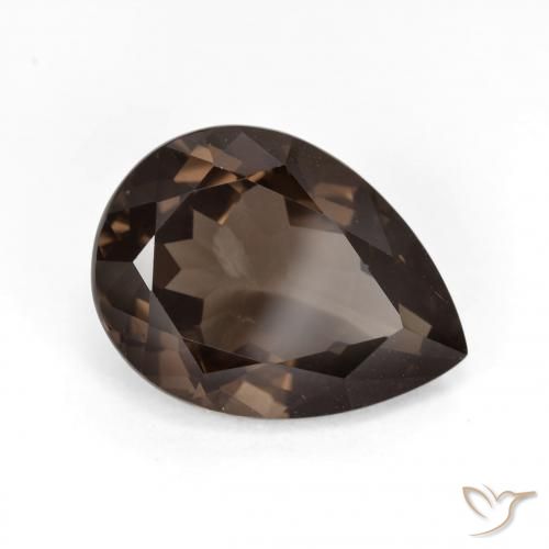 Quartzo Fumê Marrom escuro Natural 6.34ct, Formato de pêra, VS