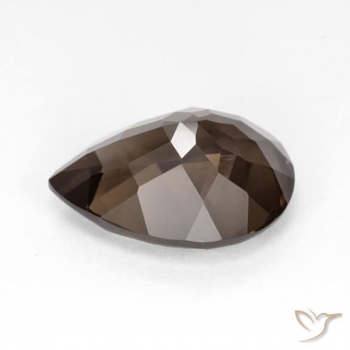 Quartzo Fumê Marrom escuro Natural 6.34ct, Formato de pêra, VS