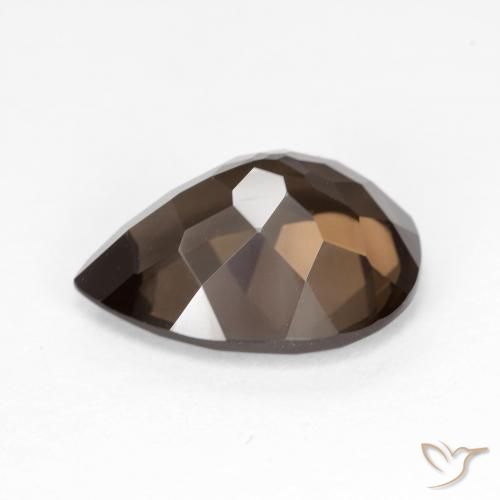 Quartzo Fumê Marrom escuro Natural 6.01ct, Formato de pêra, VVS