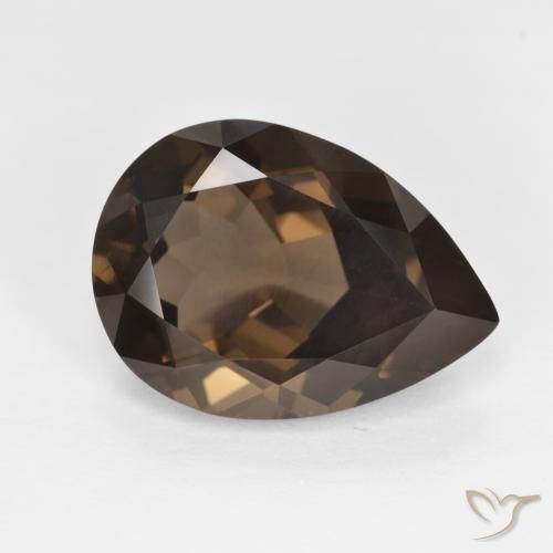 Quartzo Fumê Umber Brown Natural 5.68ct, Formato de pêra, VVS