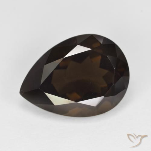 Quartzo Fumê Marrom escuro Natural 6.28ct, Formato de pêra, VVS