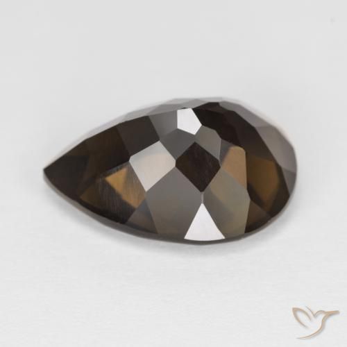 Quartzo Fumê Marrom escuro Natural 6.28ct, Formato de pêra, VVS