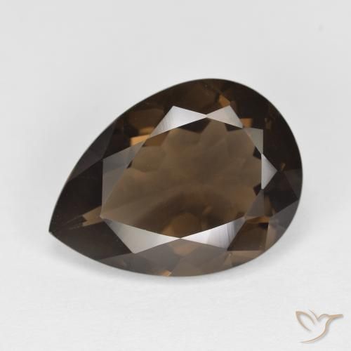 Quartzo Fumê Marrom escuro Natural 5.67ct, Formato de pêra, VVS