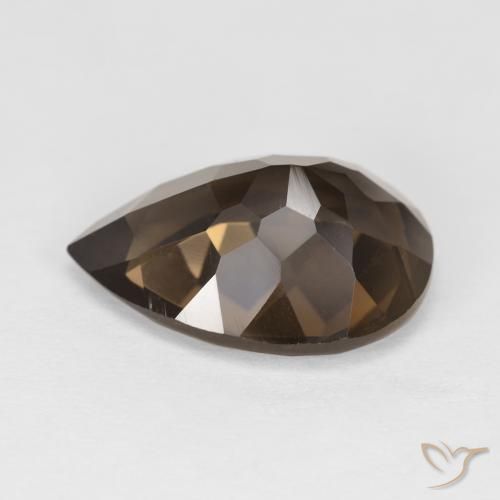 Quartzo Fumê Marrom escuro Natural 5.67ct, Formato de pêra, VVS